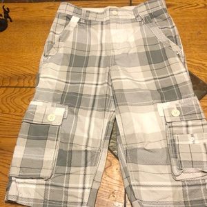 Old Navy boys plaid shorts, size 12 Long length
